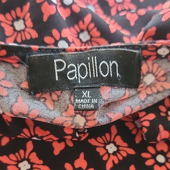 Papillon Sleeveless Shift Dress XL – Red & Black Geometric Floral Print - Picture 7 of 9